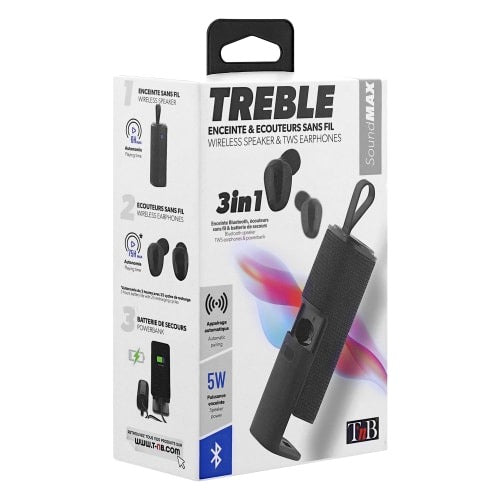 TREBLE wireless speaker + wireless headphones and power bank